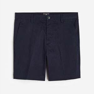 H&M Men's Slim Fit Navy Blue Chino Shorts 100% Cotton Size 33